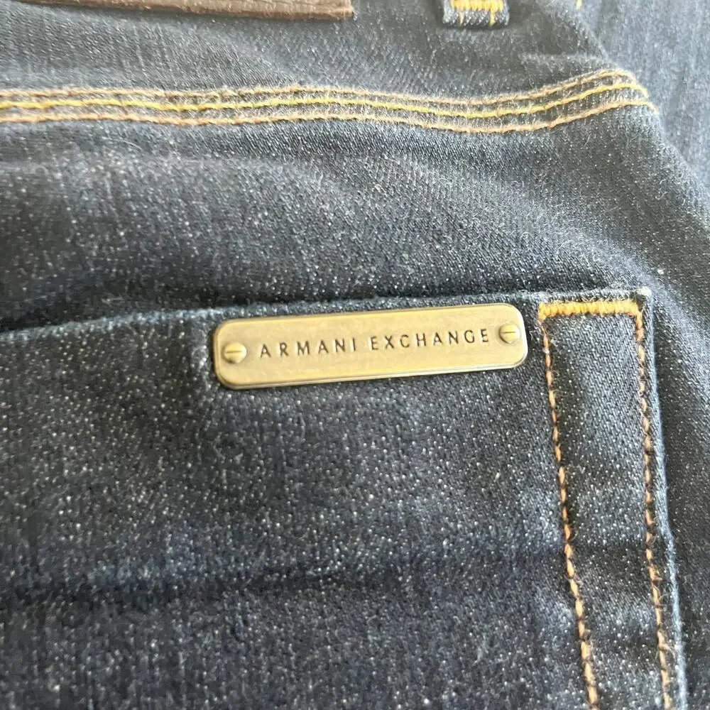 Armani Exchange Mid Rise Dark Wash Blue Denim Skinny Jeans Size 29 Short
